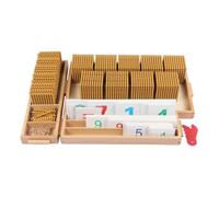 Chosertory Jeu Arithmétique Enfant Matériel de Numération Jouet Éducatif Plateau Compartimenté Perles à Compter Cartes Debout Fonction Valeur de Position et, Or, Jeu Bancaire Doré