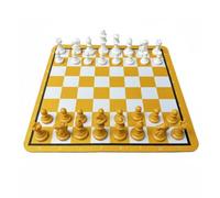 Chosertory Jeu d'Échecs Ensemble Échiquier Pièces Flexible Compact Transportable Matériau Résistant Adapté Enfants Adultes Loisirs, Jaune+Blanc