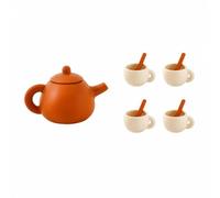 Chosertory Jeu Thé en Bois Silicone Compl Vaisselle Ppée Léger J pr Interaction Parent-t, sans Plateau