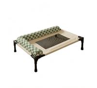Chosertory Lit Industriel pour Animaux de Compagnie Support Surélevé Cadre Métallique Robuste Surface de Couchage Respirante en Tissu Oxford Adapté aux Chiens et, Vert À Carreaux, Grande