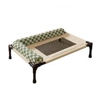 Chosertory Lit Industriel pour Animaux de Compagnie Support Surélevé Cadre Métallique Robuste Surface de Couchage Respirante en Tissu Oxford Adapté aux Chiens et, Vert À Carreaux, Moyenne
