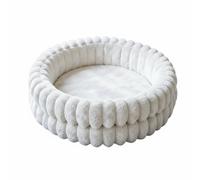 Chosertory Lit pour Animaux Doux Matelassé avec Tissu Velours Design Cocon Protecteur Coussin Épais Amovible Adapté pour Chien Chat Espace Détente, Blanc, 60CM