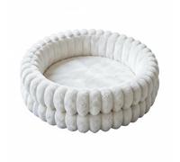 Chosertory Lit pour Animaux Doux Matelassé avec Tissu Velours Design Cocon Protecteur Coussin Épais Amovible Adapté pour Chien Chat Espace Détente, Blanc, 50CM