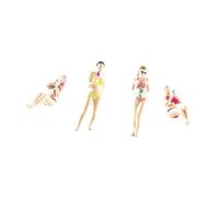 Chosertory Lot de 4 Figurines Miniatures En Résine, Représentant de Petits Personnages, pour Diorama Ou Décoration Estivale. Convient pour Une Table de Sable.