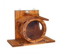 Chosertory Mangeoire pour Oiseaux Extérieurs Mangeoire Murale Distributeur Abri Mangeoire à Graines en Bois avec Chambre Cylindrique et Plateau Avant