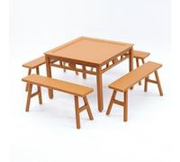 Chosertory Mini Banc Miniature Banc Table Banc Longue Table Carrée Set de Repas Miniature Robuste Finition Effet Bois Charme Rétro pour Scènes Réduites Maquettes, Échelle 1 18
