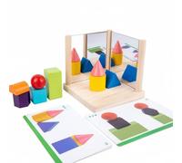 Chosertory Miroir Blocs de Construction Kit Éducatif Puzzle Formes Réflexion Symétrie Bois Massif Développement Spatial Entraînement Logique Perception Visuelle