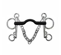 Chosertory Mors Pelham Cheval en Acier Inoxydable Mors Embouchure Caoutchouc 18mm Crochets et Chaîne pour Finition Lisse Facile à Nettoyer Convient à Travail Écuries Entraînement Randonnée, 127 MM