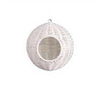 Chosertory Nid pour Hamster en Osier Lit Suspendu Abri Suspendu Cabane Refuge Panier Cocon Chaud pour Repos Prolongé Nettoyage Aisé Grâce à la Housse Amovible, Blanc