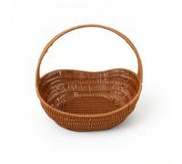 Chosertory Panier à Cadre en Fer Panier Osier Corbeille Rangement Corbeille Fruit Panier Maison Tressé avec Anse Arrondie Corps Bateau Façonné Tissage Ferme, Moyen 28 20 8cm