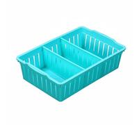Chosertory Panier de Rangement Tiroir Organisateur Plateau avec Poignées Intégrées Séparateurs Amovibles Structure Ventilée Solution pour Accessoires Adaptés, M, Court Bleu Émeraude