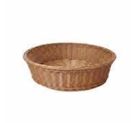 Chosertory Panier de Sommeil Circulaire Artisanal en Matière PP Imitation Osier Rebords Définis pour Espace Intime Coussin Intégré Convenant Chats Intérieur Zone Détente50x50x12cm