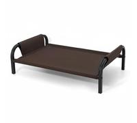 Chosertory Plateforme de Repos Lit pour Animaux Structure Acier Respirante Plateforme Surélevée Housse Amovible Lavable Adapté aux Chats et Chiens Espace Intérieur, Marron, Moyen 70 49 20