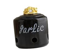 Chosertory Pot à Ail avec Couvercle, Boîte de Rangement en Céramique Compacte, Idéale pour L'ail, Organiser de Travail et Faire Un Bel Objet, Noir