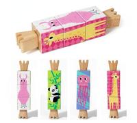 Chosertory Puzzle Bloc Rotatif en Bois Animaux Cartoon Jeu Éducatif Développement Compétences Motricité Reconnaissance Adapté Enfants Maison Déplacements, Style 1