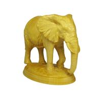 Chosertory Sculpture Éléphant en Bois Statuette Figurine Ornement Bois de Sculpté à la Main avec Grain Visible et Polissage Sculpture Décorative pour Bureau Salon Étagère Vitrine Voiture 9cm