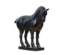 Chosertory Statuette Cheval Décoratif Sculpture Cheval Figurine Cheval Pièce Équestre en Résine avec Base Rectangulaire Style Traditionnel Convient à, Noir, Cheval De Guerre De Grande Taille