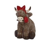 Chosertory Statuette de Vache, Sculpture Animale en Résine, Statue de Vache Illuminée, Ornement, Modèle Décoratif à éclairage Doux, Publicité, Motif de Rose