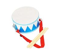 Chosertory Tambour à Mains pour Enfants, Instrument de Rythme éducatif, Jouet D'apprentissage, En Bois et Métal, Motif Dessin Animé Double Face Pou, Bleu