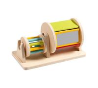 Chosertory Tambour Sensoriel à Base Rectangul en Bois Panneau Réfléchissant Cylindres Multicolores pour la Concentration Adapté aux Séances Jeu Libre dans Une Jeux