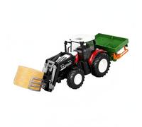 Chosertory Tracteur Télécommandé Enfant Jouet Camion Remorque Engin Agricole avec Bras de Levage Réaliste et Remorque Utilitaire Déplacements Dirigés Avant, Rouge