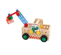 Chosertory Véhicule Chantier Grue Robuste | Éducatif, Camion Grue en Bois, Non Toxique, Jeu Construction Vis, pour École Maternelle, Enfants