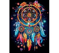 CHOSIGHT 5D Kit de Broderie Diamant Attrape-Rêves - DIY Peinture Complète avec Diamond Painting Coloré Ronds en Cristal Strass - Artisanat Mural DIY pour Décoration de Maison - 30x40 cm