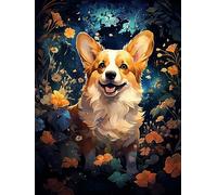 CHOSIGHT 5D Kit de Broderie Diamant Corgi - DIY Peinture Complète avec Diamond Painting Chiens Ronds en Cristal Strass - Artisanat Mural DIY pour Décoration de Maison - 30x40 cm