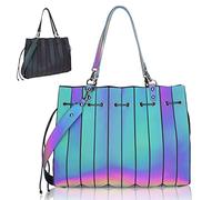 Chosping Sac à main et sac à main holographique réfléchissant et géométrique, Sac fourre-tout noir lumineux, Large