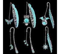 Chostky 6pcs Vintage plume métal signet, lumineux 3D lumineux signet, marque - page unique enfants cool bookmark Étudiant cadeau d'anniversaire pour les femmes amateurs de livres enseignant lecteur