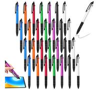 Chostky Lot de 28 stylos à bille 2 en 1 rétractables pour écran tactile - Stylo à bille capacitif en métal - Encre noire - Pour les besoins d'écriture quotidiens