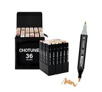 CHOTUNE Marqueurs,36 Tons de Peau Feutre Alcool,Nouveaux Marqueurs Double Pointe,Livré Avec Une Base de Rangement Noire Pour Étui de Transport,pour Croquis de Manga
