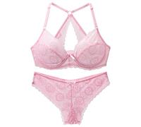 CHOUBAGUAI Nouveaux ensembles de soutiens-gorge sexy 70-100 sous-vêtements pour femmes en dentelle ultra-mince épaisse Push Up grande taille lingerie-rose, 100E