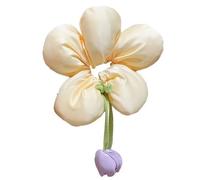 Chouchou à cheveux en forme de fleur 3D pour enfants en tissu extensible pour queue de cheval avec nœuds pour filles - Accessoires pour cheveux doux et élastiques