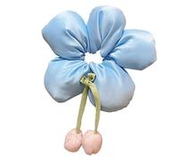 Chouchou à cheveux en forme de fleur 3D pour enfants en tissu extensible pour queue de cheval avec nœuds pour filles - Accessoires pour cheveux doux et élastiques