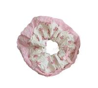 Chouchou Bande de cheveux en dentelle rose doux, nœud doux, gros intestin féminin, corde à cheveux large, articles for cheveux(01White)