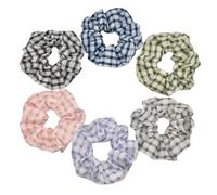 Chouchou cheveux 6pcs Hair Scrunchies Elastic Band Women Holder Accessories Chiffon Cute Headwead Plaid(All color)