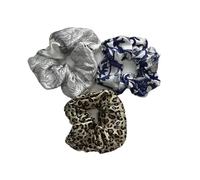 Chouchou Cheveux Femme Lot de 3 chouchous en soie for cheveux, largeur 6 cm, grands élastiques for queue cheval, luxe for femmes, gris(Color-05)