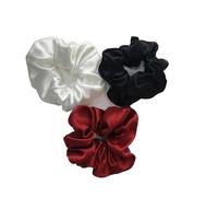 Chouchou Cheveux Lot de 3 chouchous en soie for cheveux, largeur 6 cm, grands élastiques for queue cheval, luxe for femmes, gris(Color-14)