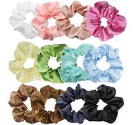 Chouchou Cheveux, TONBAO Lot de 12 Chouchou Cheveux Fille, Chouchou Cheveux Femme en Soiepour Femme avec Cheveux Droits, Bouclés, Longs, Courts, Épais et Fins - Chouchou Satin