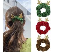 Chouchou de Noël Chouchous 3 Pièces Chouchous de Noël Set Chouchous en Velours Sapin Noël Elk Père Noël Bandeaux Cheveux Accessoires de Cheveux de Noël pour Filles Femme Cadeau de Noël (B)