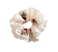 Chouchou élastique à cheveux avec broderie florale - Bandeau extensible multi-usage pour queue de cheval - Pour femme et fille - Chouchou en dentelle brodée
