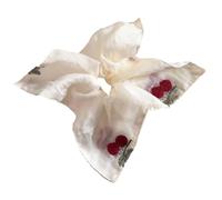 Chouchou élastique à cheveux brodé avec fleurs pour femmes et filles - Accessoire pour cheveux doux et extensible