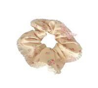 Chouchou élastique à imprimé floral avec bordure en dentelle délicate confortable et extensible pour queue de cheval