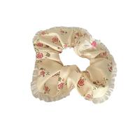 Chouchou élastique à imprimé floral avec bordure en dentelle délicate confortable et extensible pour queue de cheval