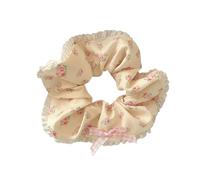 Chouchou élastique à imprimé floral avec bordure en dentelle délicate et confortable pour queue de cheval