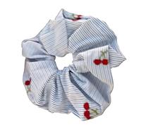 Chouchou élastique avec motif de broderie de fruits pour femmes et filles, en tissu doux, accessoire pour cheveux, support élégant pour queue de cheval