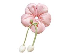 Chouchou élastique en forme de fleur pour filles avec nœuds en tissu pour queue de cheval, accessoire pour enfants