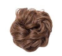 Chouchou en cheveux élastiques synthétiques, chignons, faux chignons bouclés, extensions de queues de cheval à clipser Ponytail Extension(Light brown)