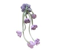 Chouchou en maille pour queue de cheval Violet | Chouchou en tulle respirant avec franges florales et élastique pour queue de cheval, tresses, style quotidien